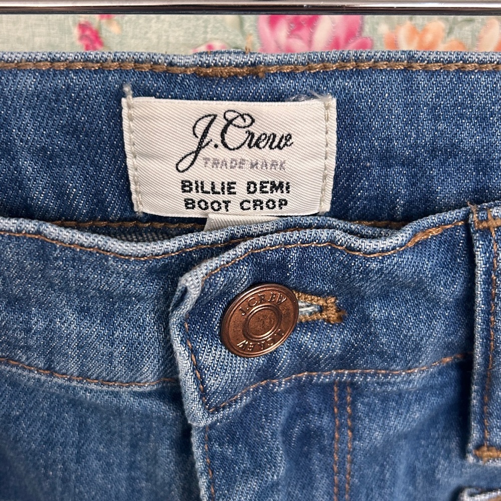 J.Crew Billie Demi boot front patch pocket boho denim blue jeans size 32 - Picture 4 of 5